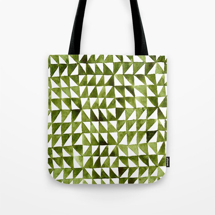 Triangle Grid olive green Tote Bag