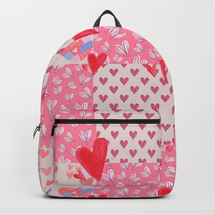 Quilted Hearts Granny Squares Valentines Day Anniversary Quilt Backpack