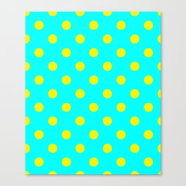 Amazing Blue Yellow Polka Dot Pattern Canvas Print