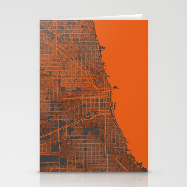 Chicago map orange Stationery Cards
