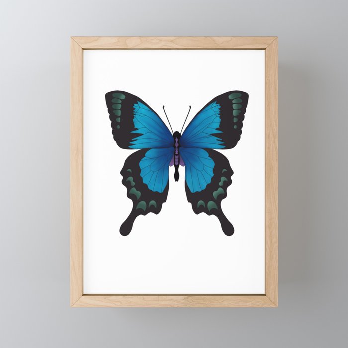 Blue Monarch Butterfly Framed Mini Art Print