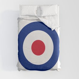 Mod Music French American USA Atlantic Symbol White Blue Red Circle Duvet Cover