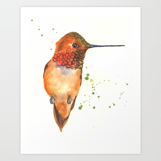 hummingbird, exotic birds, bird art Art Print