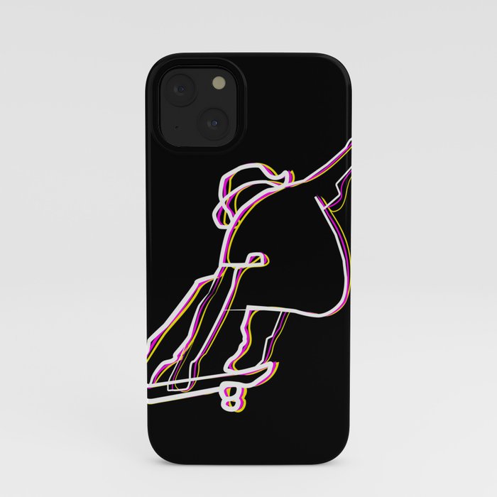Skater Illustration Skateboard One Liner Outline Drawing Black Iphone Case By Ohaniki Society6