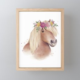 Pony floral watercolor  Framed Mini Art Print