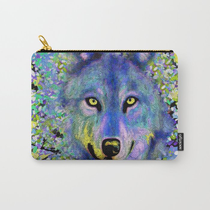 WOLF in the Garden Blue and Yellow Delight Carry-All Pouch