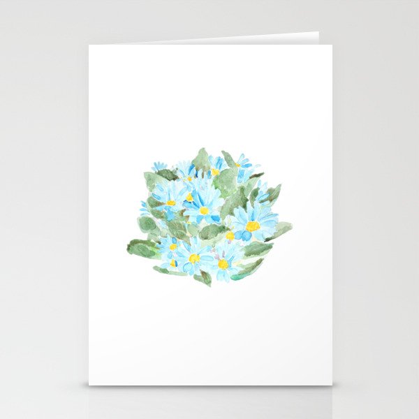 blue Cineraria Pericalis flowers watercolor Stationery Cards