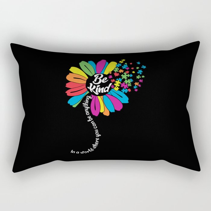 Be Kind Autism Awareness Sunflower Rectangular Pillow