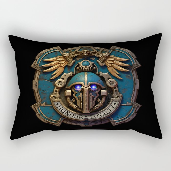 Grimdark Sci-Fi Warrior Crest #1 Rectangular Pillow