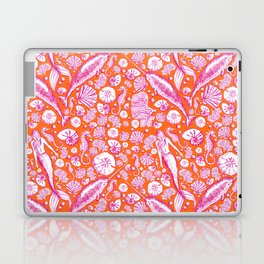 Mermaid Toile Pattern - Pink and orange Laptop Skin