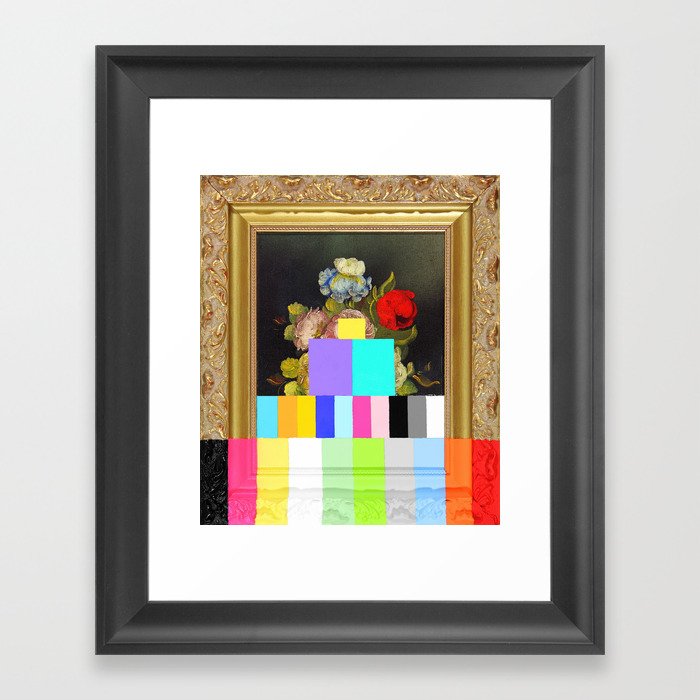 A Painting of Flowers With Color Bars Framed Art Print