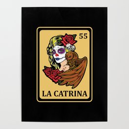 La Catrina Mexican Lottery Muertos Day Of Dead Poster