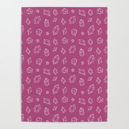 Magenta and White Gems Pattern Poster
