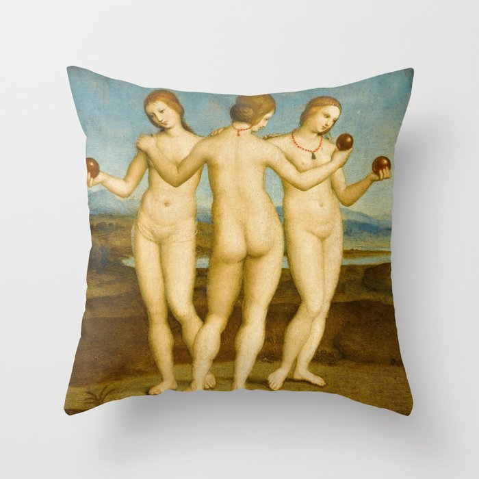 Raffaello Sanzio da Urbino "Three Graces", circa 1504-1505 Throw Pillow