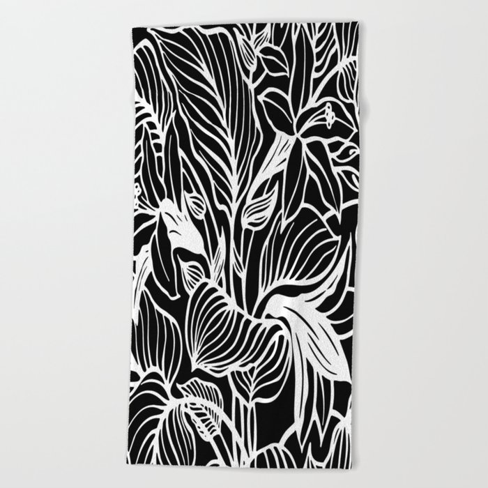 black and white beach towel
