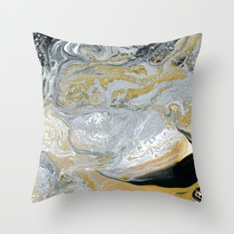 Old Money in Silver, Gold, and Black Throw Pillow | Abstract, Dollar, Marbled, Money, Painting, Swirl, Neutral, Silver And Gold, Metallic, Acrylic 
