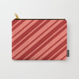 [ Thumbnail: Red and Salmon Colored Lines/Stripes Pattern Carry-All Pouch ]