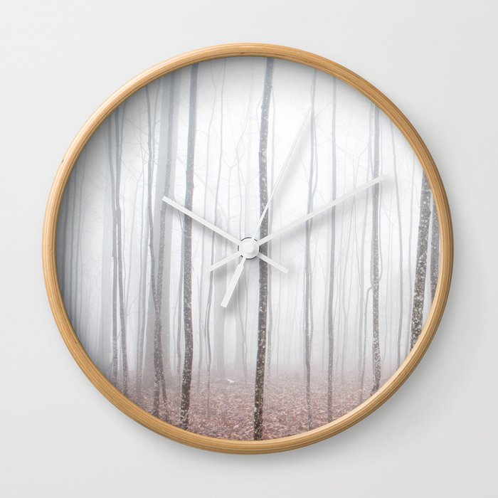 Misty Birch Forest Wall Clock