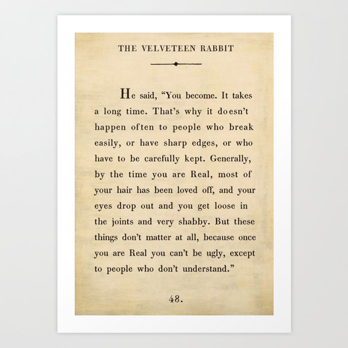 The Velveteen Rabbit Vintage Book Page Literary Quote Art Print