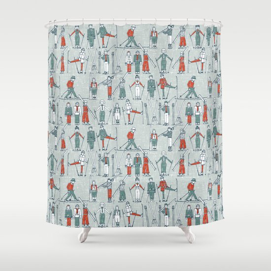 Vintage Ski Linen Shower Curtain By Sharon Turner Society6