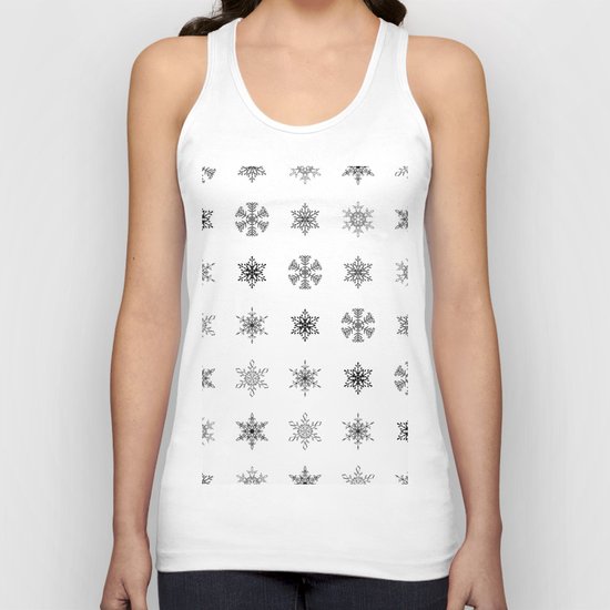 Snowflake Pattern - Black and white winter snowflake pattern artwork Unisex Tank Top