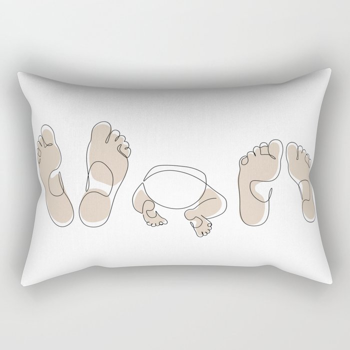 Beige Family Feet Rectangular Pillow