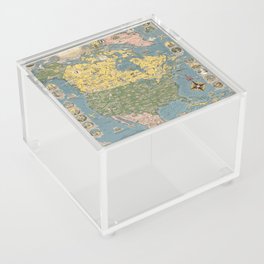  pictorial map of North America-Vintage Illustrated Map Acrylic Box