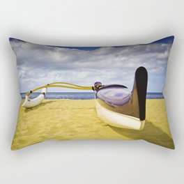 Outrigger canoe on beach Rectangular Pillow