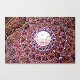 Persian Ornamental Tile Mosaic Dome Ceiling, Iran Canvas Print