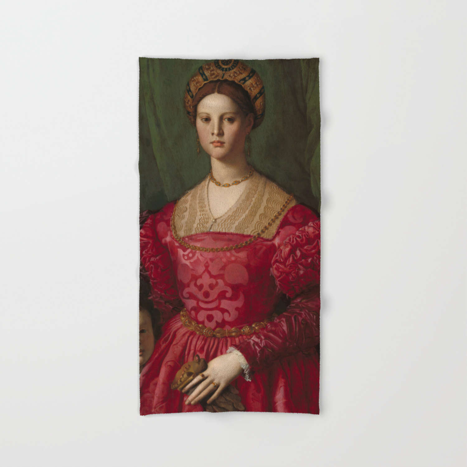 A Young Woman And Her Little Boy Oil Painting By Agnolo Bronzino Hand Bath Towel By Podartist Society6