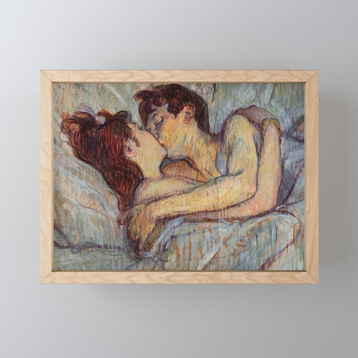 IN BED, THE KISS - HENRI DE TOULOUSE LAUTREC Framed Mini Art Print