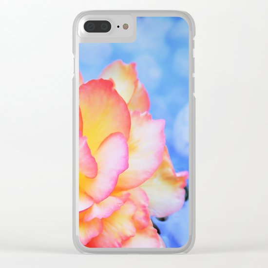 begonie on blue water Clear iPhone Case