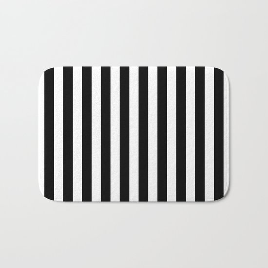 Vertical Stripes (Black/White) Bath Mat
