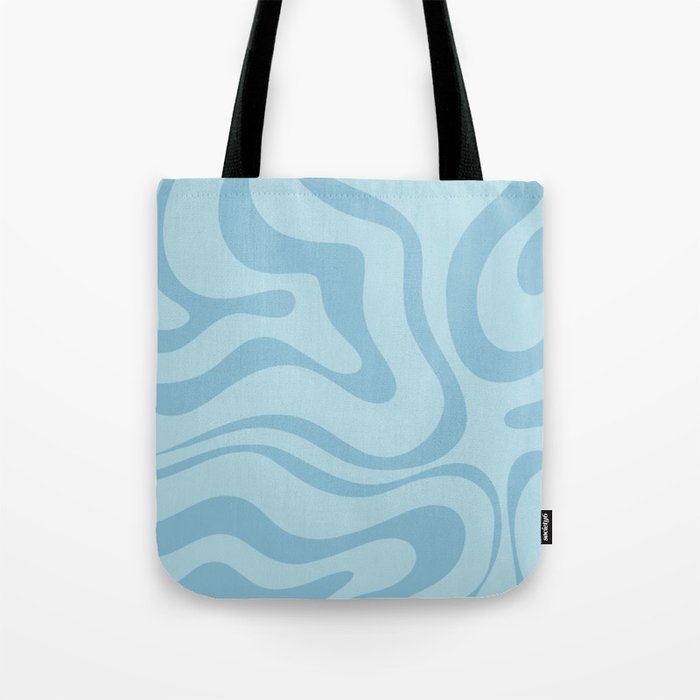 Light Aqua Blue Liquid Swirl Abstract Pattern Square Tote Bag