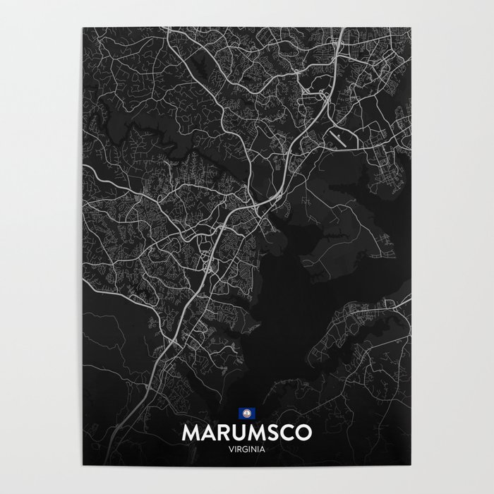 Marumsco, Virginia, United States - Dark City Map Poster