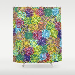 Flower Patch Six Teal Shower Curtain