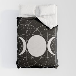 Triple Goddess Moon in Black and White Comforter