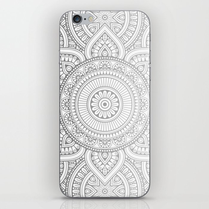 Silver Mandala Pattern Illustration iPhone Skin