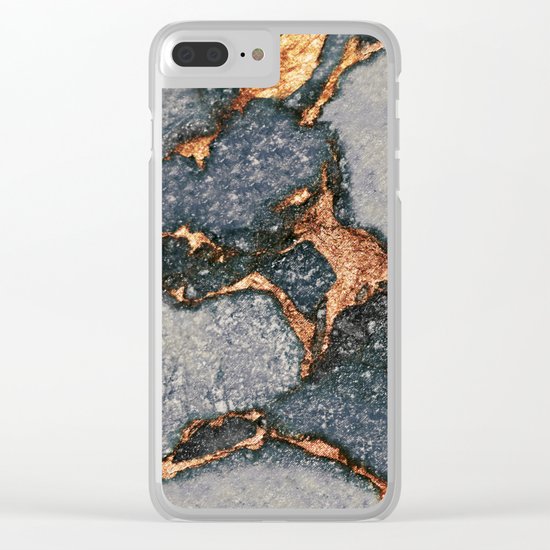 GREY & GOLD GEMSTONE Clear iPhone Case