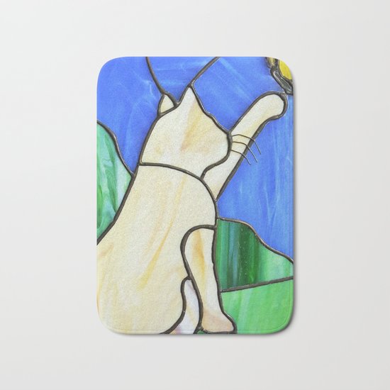 Stain glass cat Bath Mat
