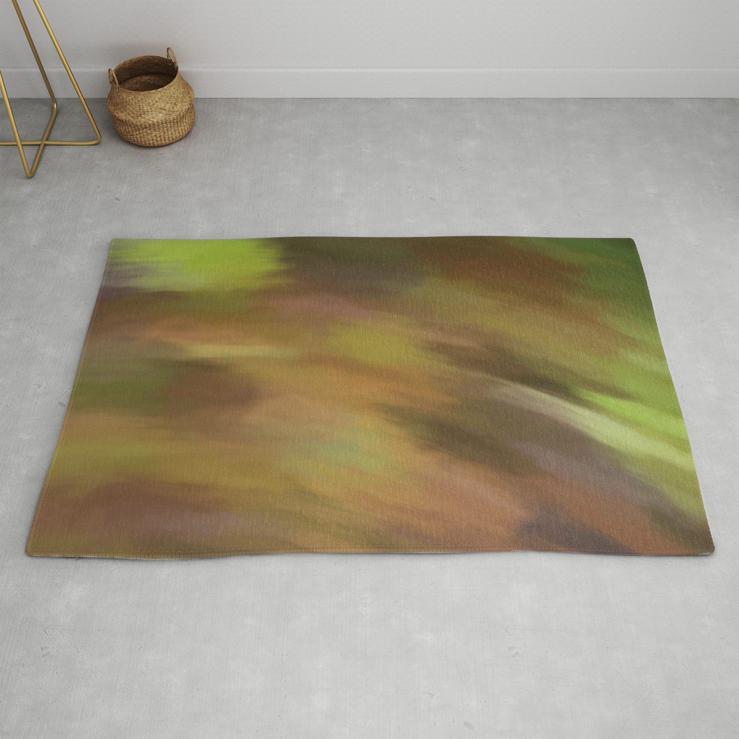 Abstract Earth Camo Shades Like Painted On Canvas Rug By