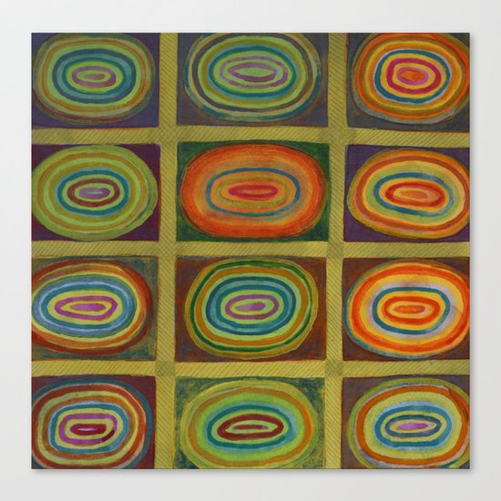 Ringed Ovals within Hatched Grid Canvas Print