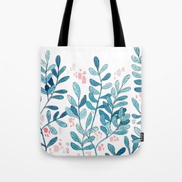 Blue Leaves "Gentle Breeze" // Simple Watercolors and Mixed Media Art Tote Bag