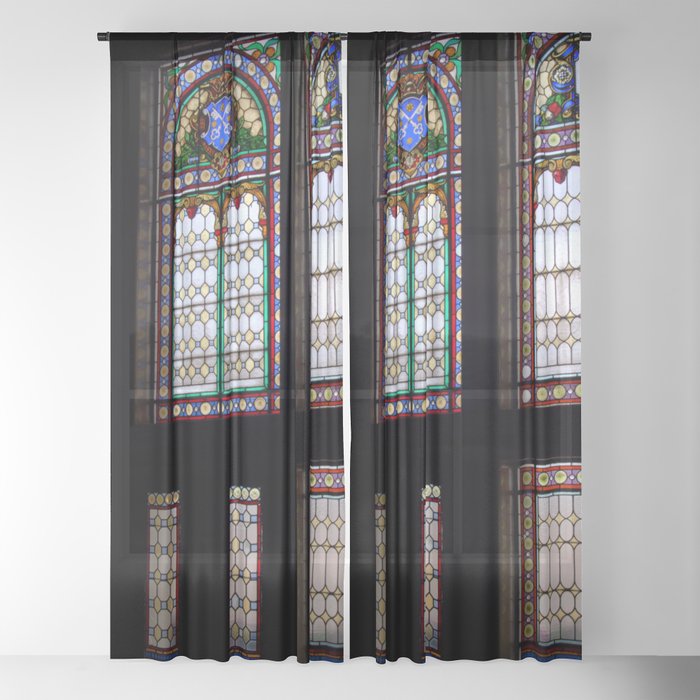 Stained glass window krotoszyn Sheer Curtain