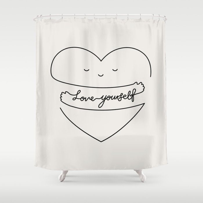 Love Yourself Heart Shower Curtain