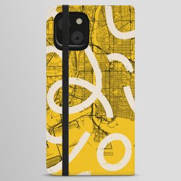 USA Long Beach Map - Yellow Collage iPhone Wallet Case