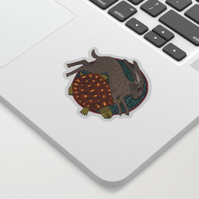 hare tortoise mandala Sticker