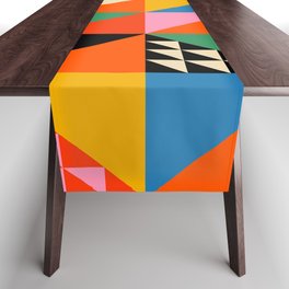 Geometric abstraction in colorful shapes   Table Runner