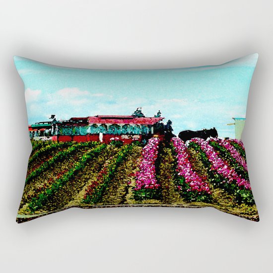 Mule Rides Through The Tulips Rectangular Pillow