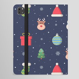 Christmas Characters Seamless Pattern on Blue Background iPad Folio Case